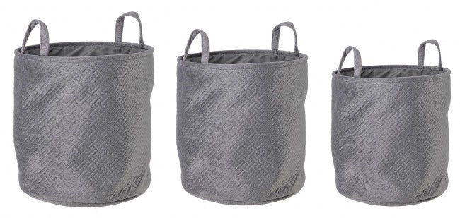 Set 3 Portaoggetti Poliestere Grigio Moderno da Interno - MEI-HUA