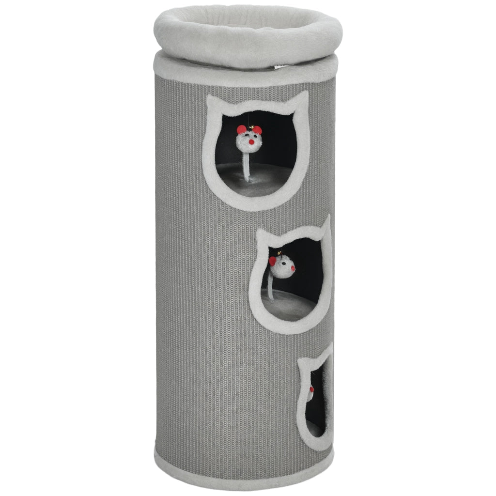 Torre per gatti a 4 livelli con letto lavabile ¨C zephmum ¨C grigio 96 cm