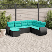 Set Divani da Giardino 7 pz con Cuscini Nero in Polyrattan 3221696