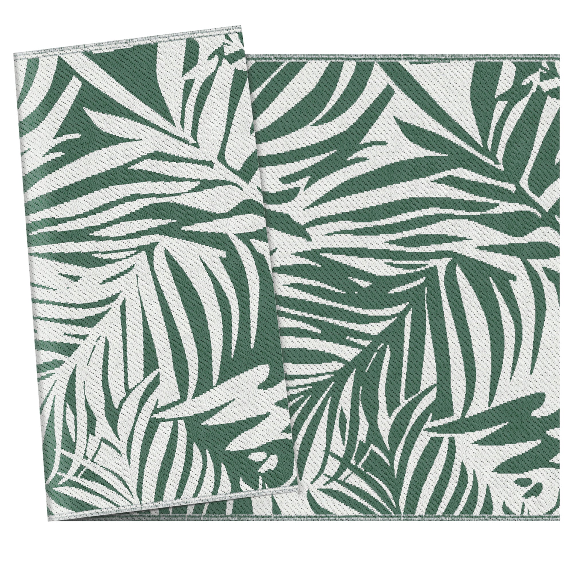 Tappeto da Esterno Reversibile 152x243 cm con Fantasia Geometrica Verde e Bianco