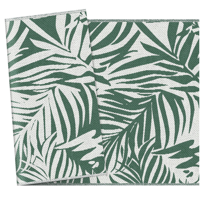 Tappeto da Esterno Reversibile 152x243 cm con Fantasia Geometrica Verde e Bianco