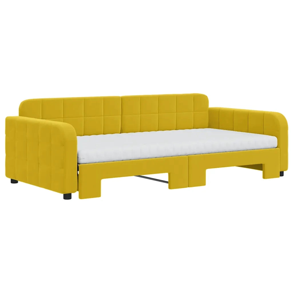 Divano Letto Estraibile con Materassi Giallo 100x200 cm Velluto 3196965