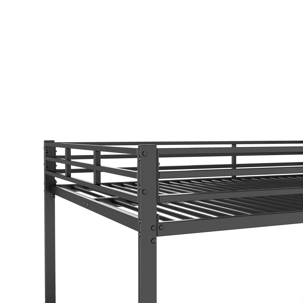 Letto a Castello Letto Matrimoniale 140×200 cm con Sponde di Sicurezza; senza Materasso; in Metallo; Nero