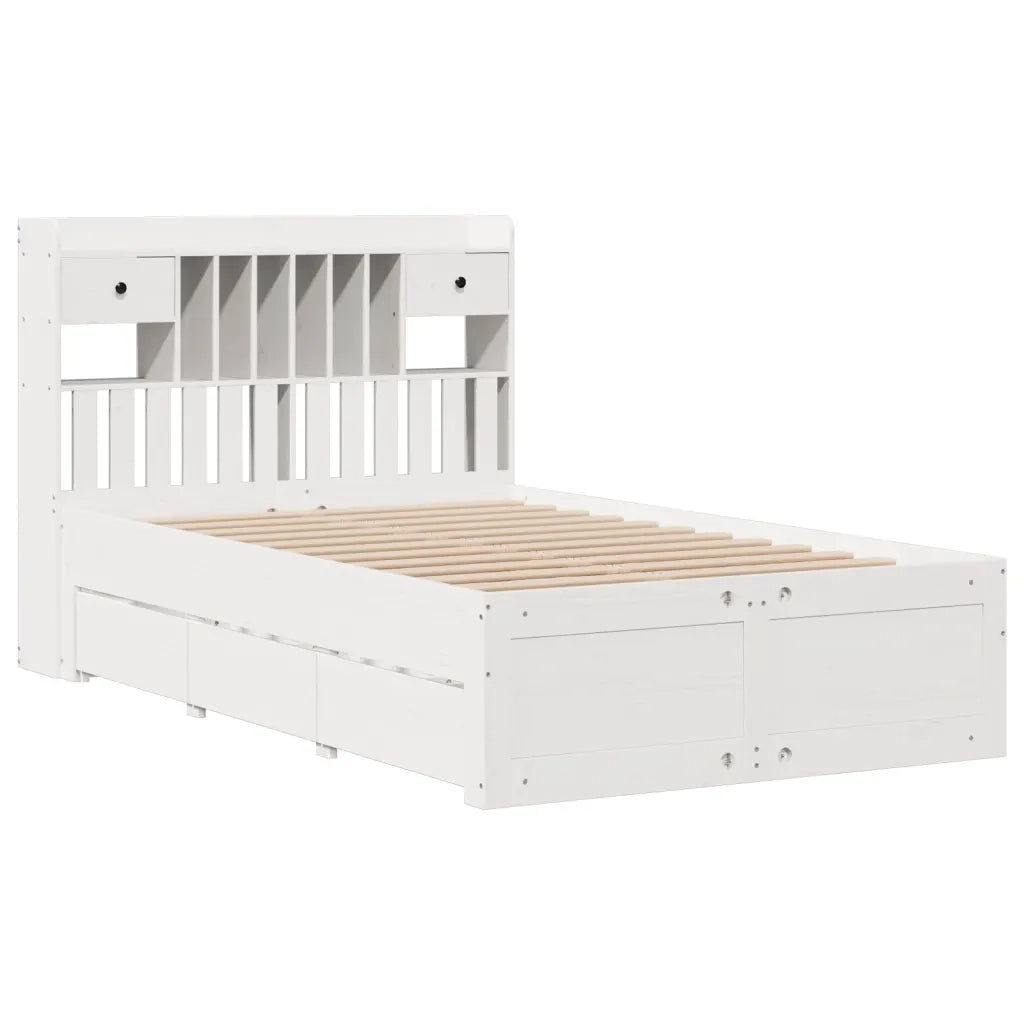 Letto Libreria senza Materasso Bianco 135x190 cm Legno di Pino