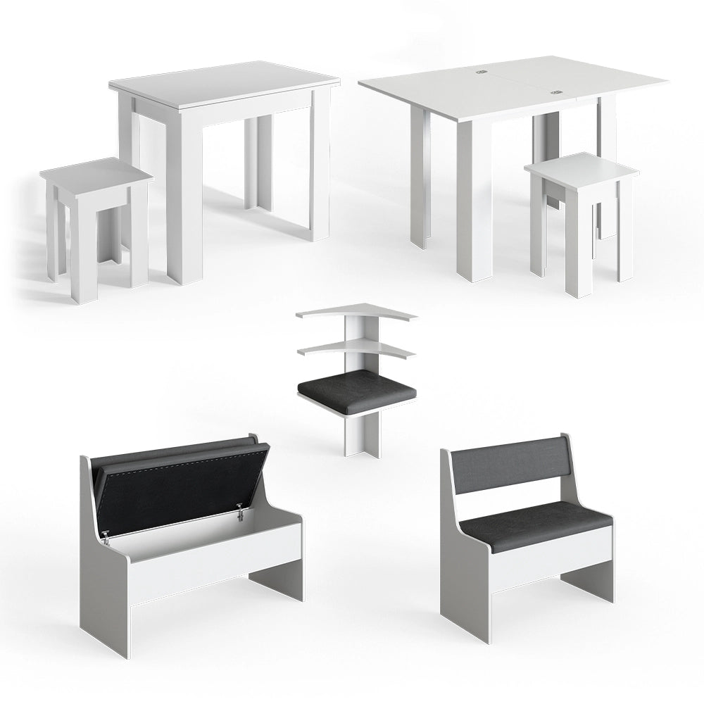 Vicco Gruppo panca ad angolo Bianco 150 x 41.5 cm con tavolo