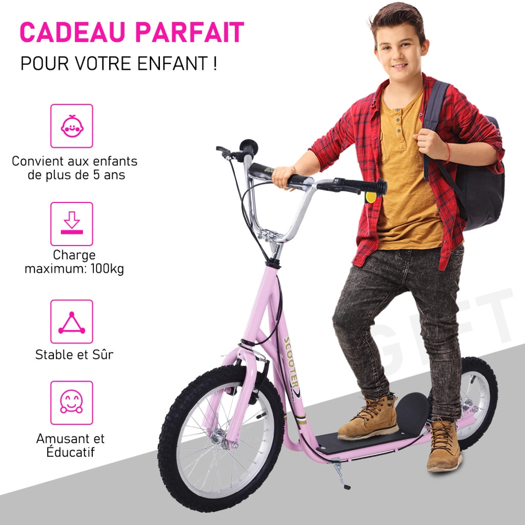Monopattino per Bambini dai 5 Anni ¨C Xylo ¨C Ruote Grandi Manubrio Regolabile Freni Cavalletto Rosa