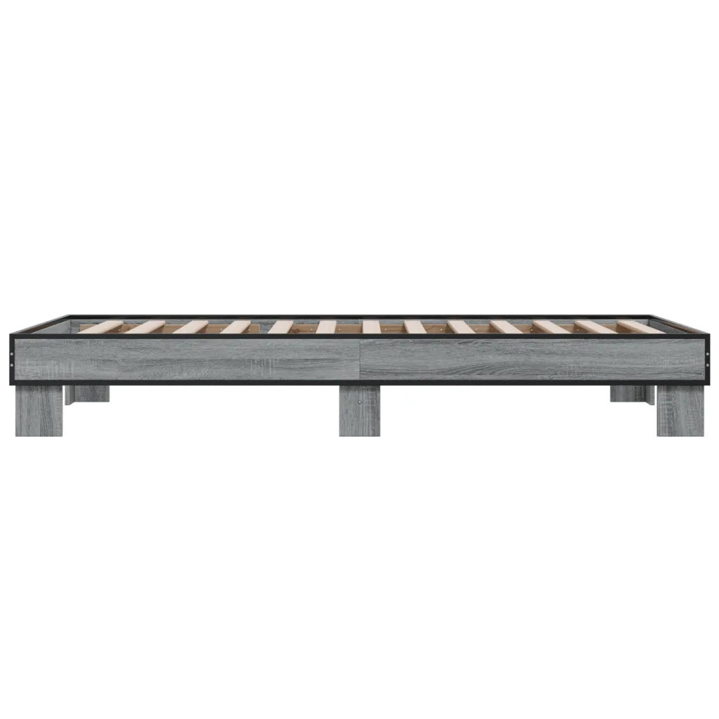 Letto singolo | Letto per adulti | Giroletto Grigio Sonoma 75x190cm in Legno Multistrato e Metallo
