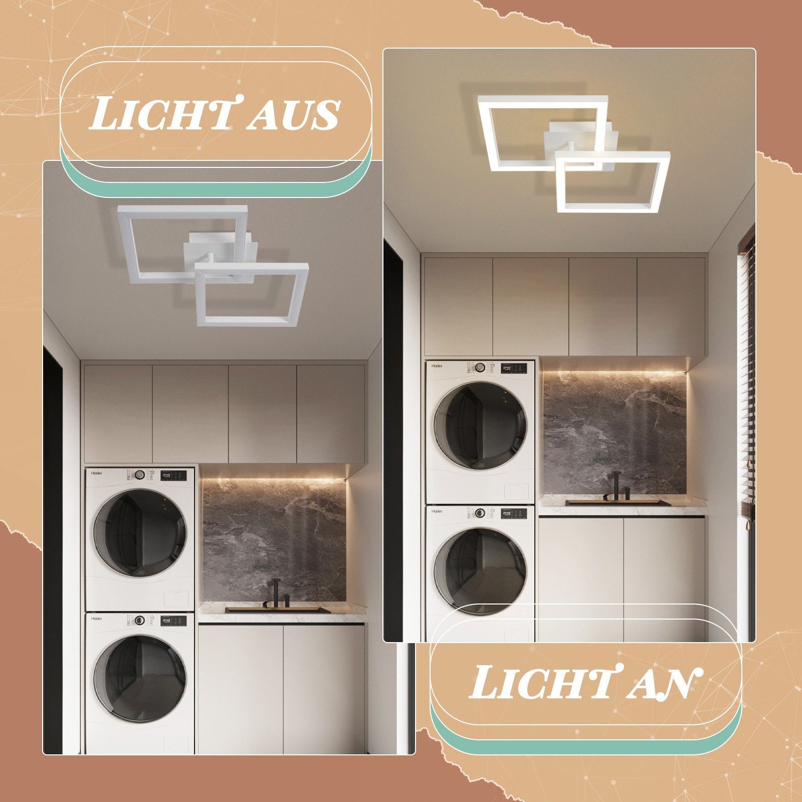 ZMH Lampada da soffitto a LED 24W bianco caldo per cucina e interni