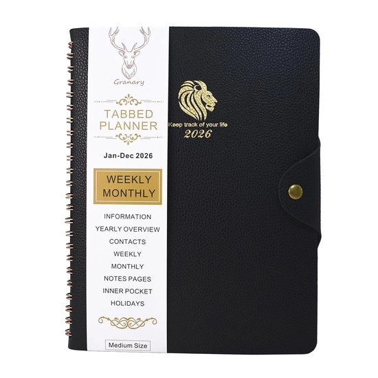 Agenda 2026 A5 - Weekplanner - Legatura a doppia striscia - Tabella mensile colorata - Tas interno - Organizza la tua vita - Planner