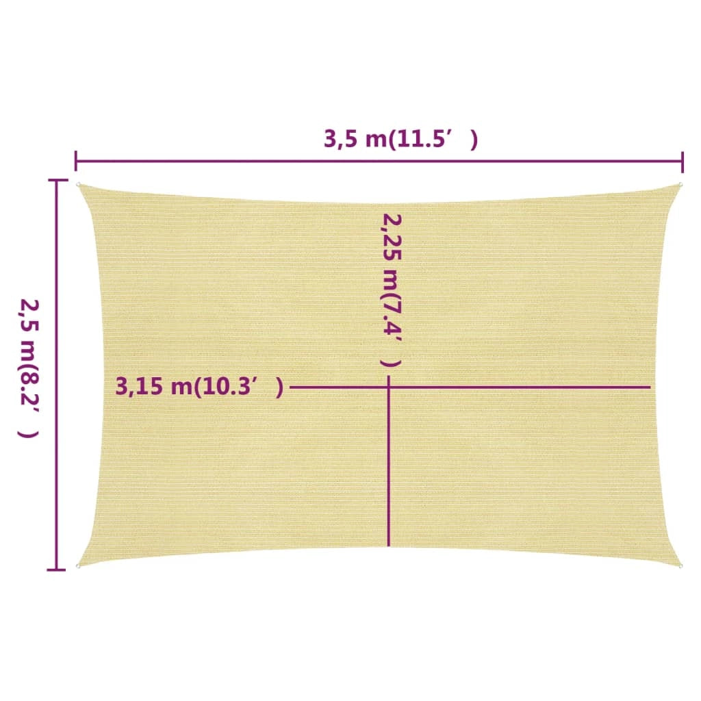 Vela ombreggiante 160 g/m² HDPE 2,5 x 3,5 m beige 02_0008954