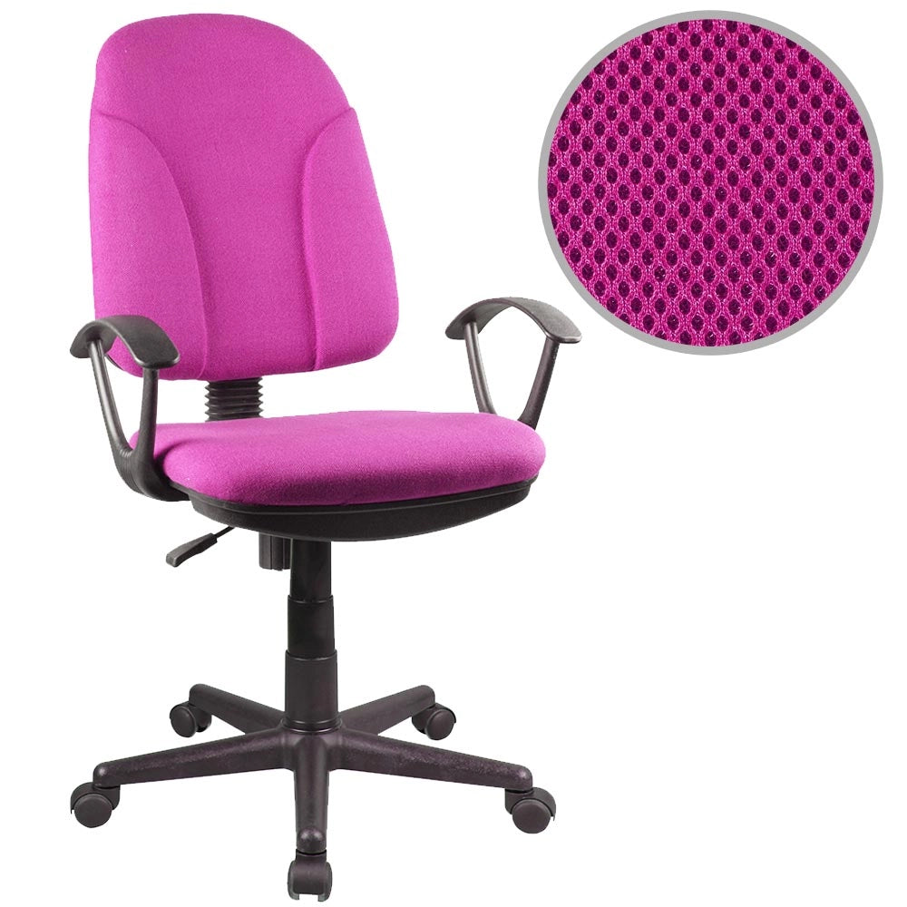 Sedia Scrivania con Ruote Girevole Poltrona Ufficio Tessuto Traspirante Rosa