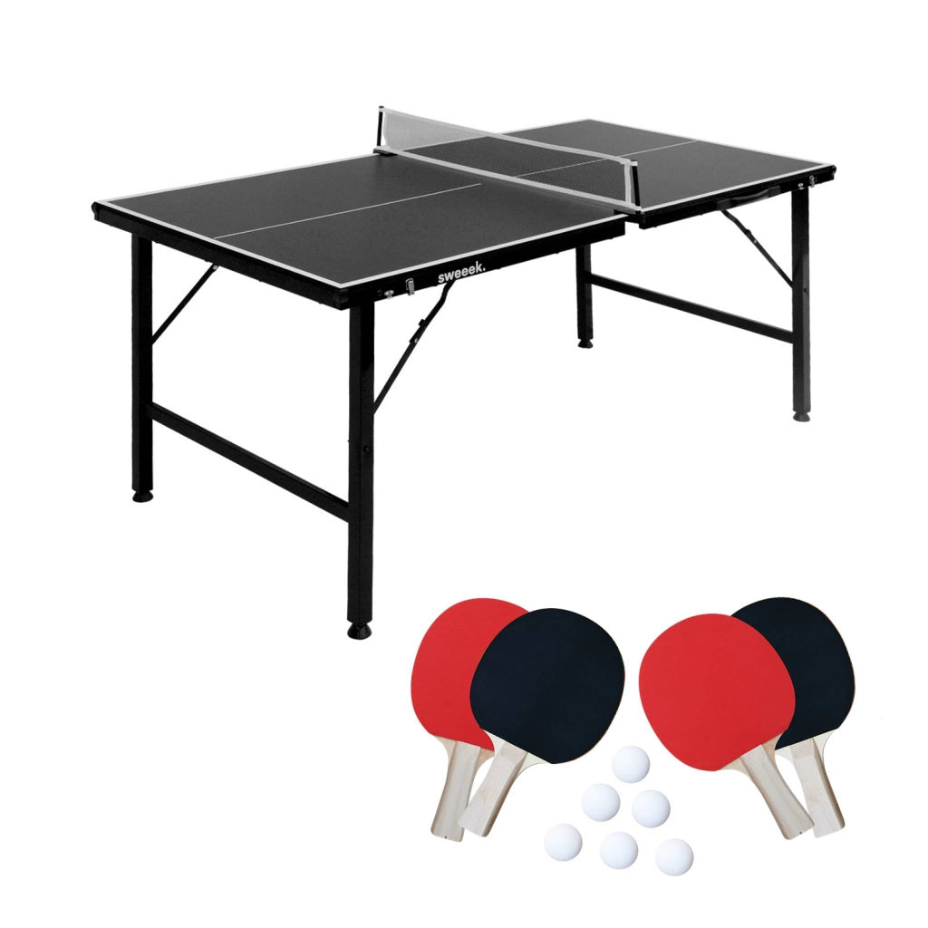 Mini tavolo da ping pong per interni pieghevole con 4 racchette e 6