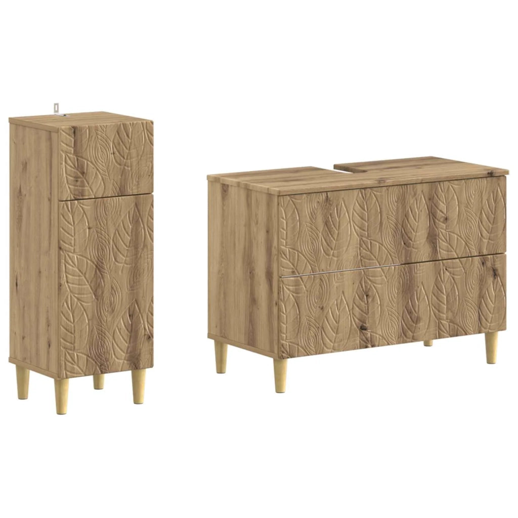 Set di Armadi da Bagno da 2 Pezzi DELFT Rovere Artigianale 3417710