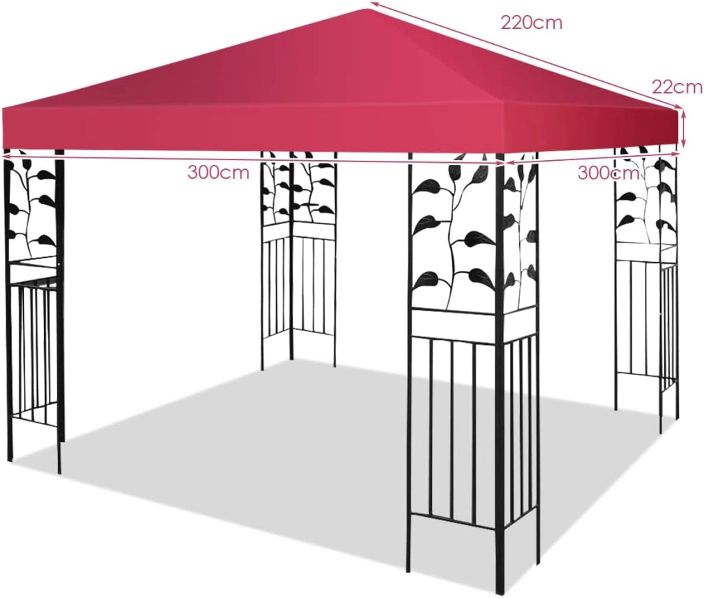 Tetto di Ricambio, per Gazebo Giardino di 3 x 3 M, Doppio/Singolo Strato, in Tessuto Poliestere, per Cortile/Spiaggia/Parco, 3 Colori e 2 Stili