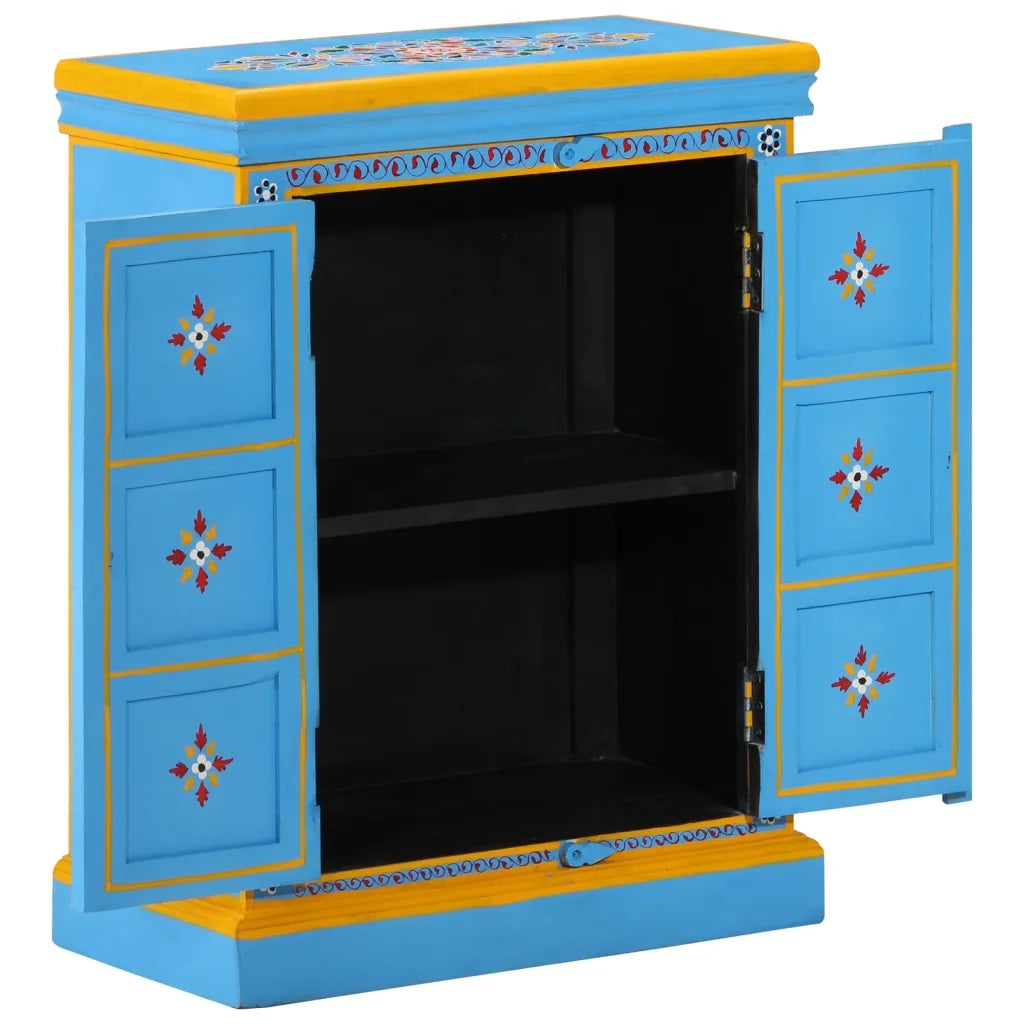 Credenza-Buffet-Armadio da cucina in Legno Massello di Mango Turchese Dipinta a Mano