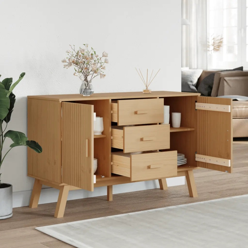 Credenza OLDEN Marrone 114x43x73,5 cm in Legno Massello di Pino 358597