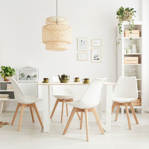 Set 4 Sedie Ergonomiche 53,5x48,5x83 cm Gambe in Legno Candice Bianco