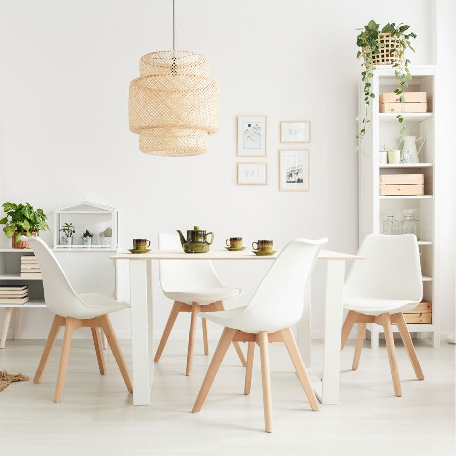 Set 4 Sedie Ergonomiche 53,5x48,5x83 cm Gambe in Legno Candice Bianco