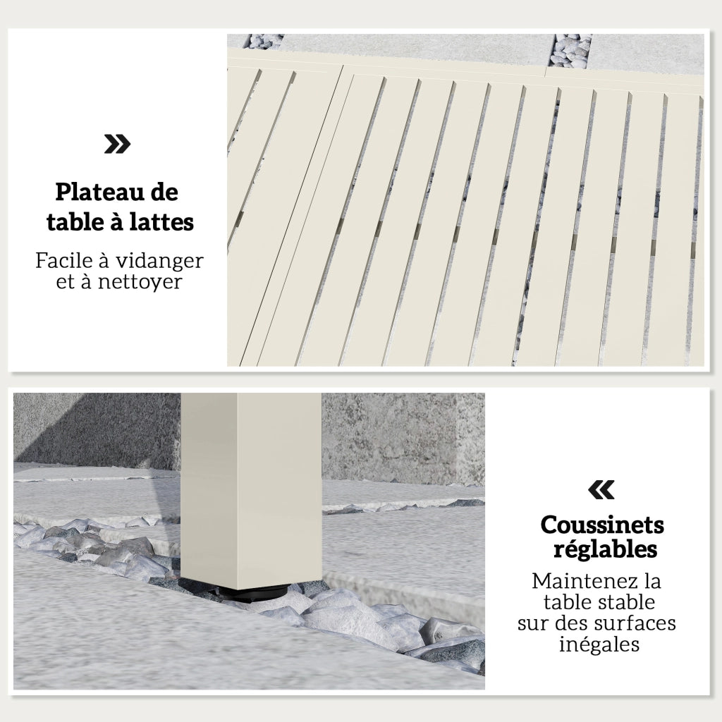Tavolo da pranzo allungabile per esterni ¨C zephmum ¨C 150-225 cm, bianco, alluminio