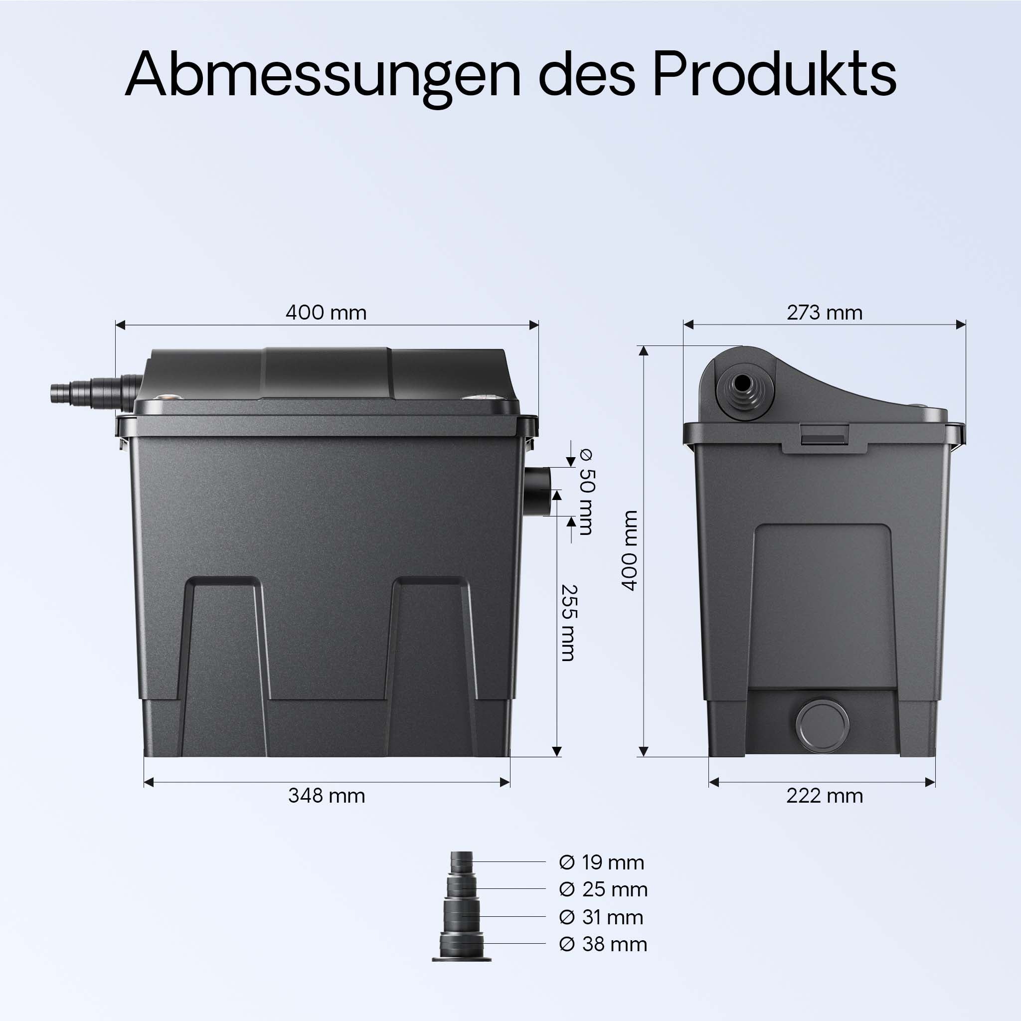 Filtro bio CBF-200A Sistema filtrante a 1 camera 6.000 l/h Materiale filtrante incluso