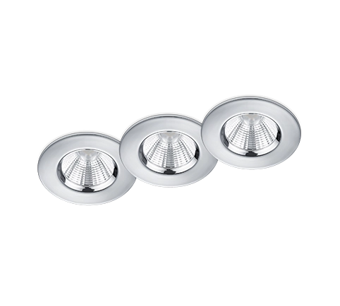 Faretto da Incasso Led Interno Soffitto Rotondo Cromo 3Pz Zagros GD Trio