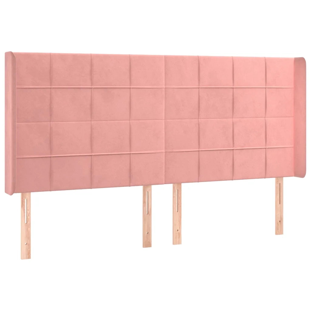 Testiera ad Orecchio Rosa 183x16x118/128 cm in Velluto 3119645