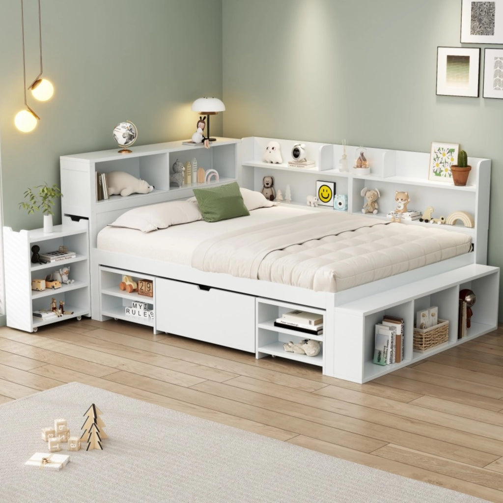 Letto singolo multifunzionale in compensato 140x200 cm