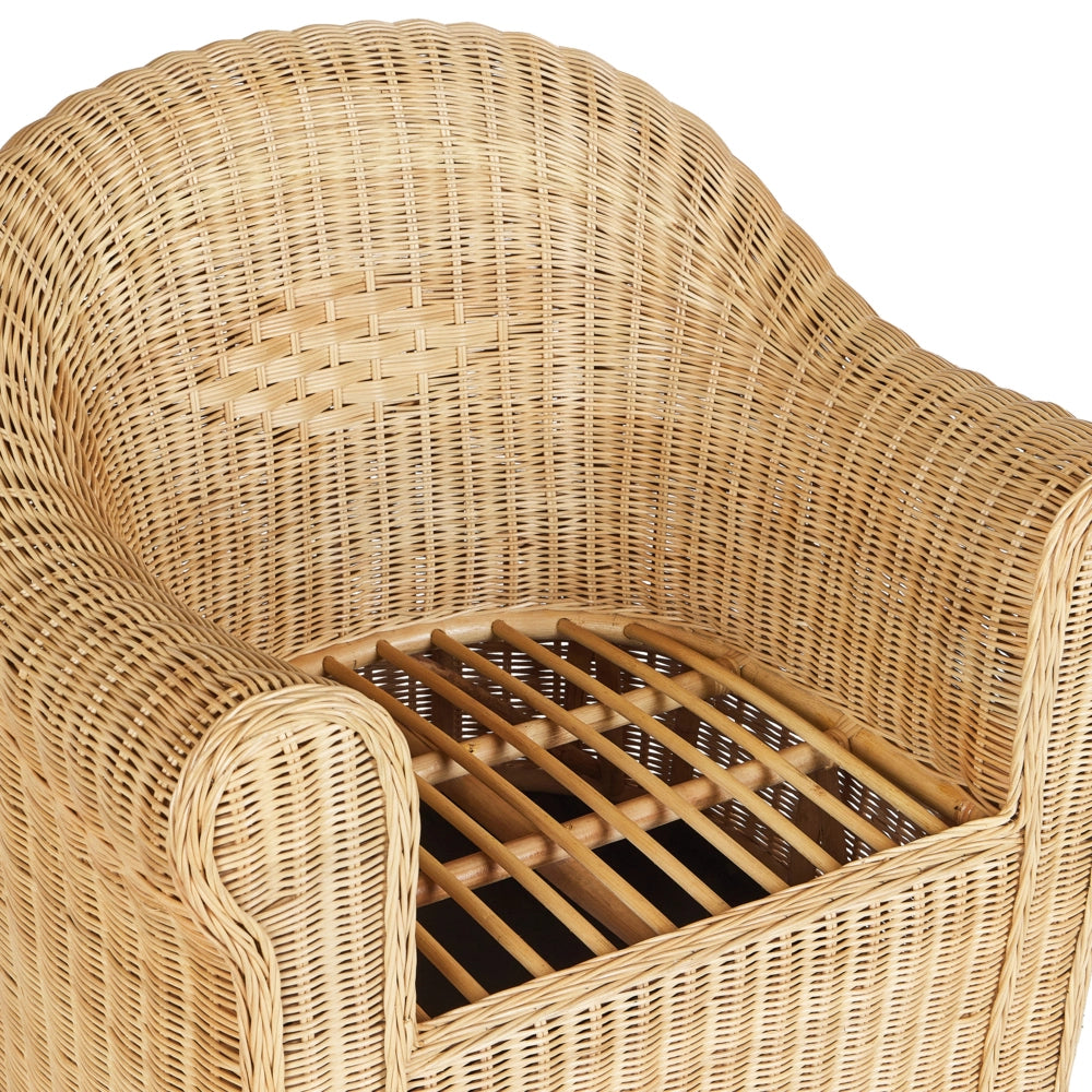 Poltrona da giardino in rattan naturale con Cuscino in tessuto di cotone a media resistenza per esterni