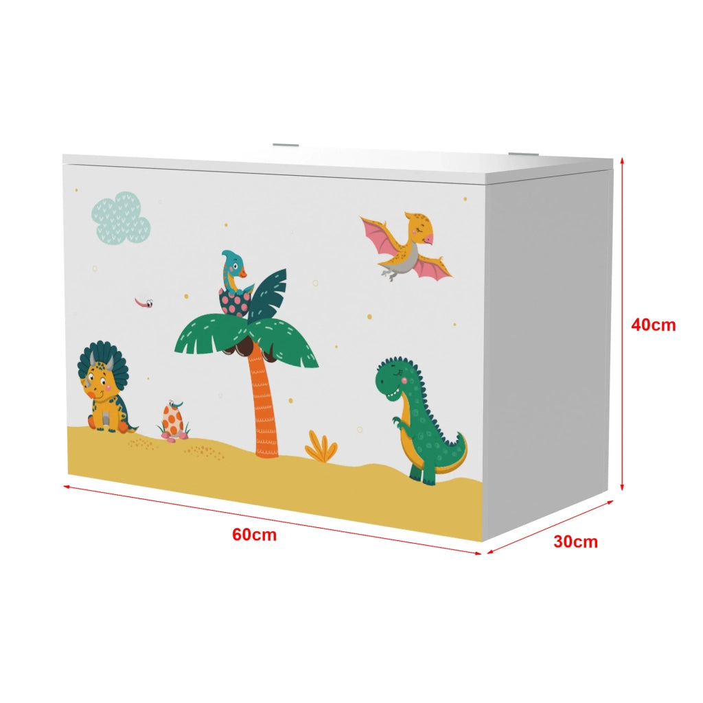 Cassapanca per bambini 40 x 60 x 30 cm bianco / verde / giallo 03_0006812