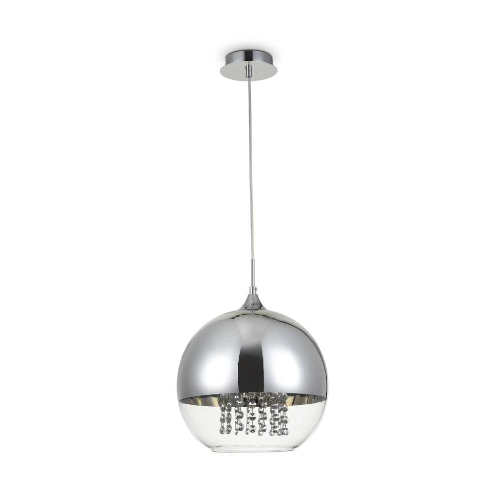 Maytoni Lampadario contemporaneo Fermi 1 luce E27 nichel metallo diffusore vetro trasparente