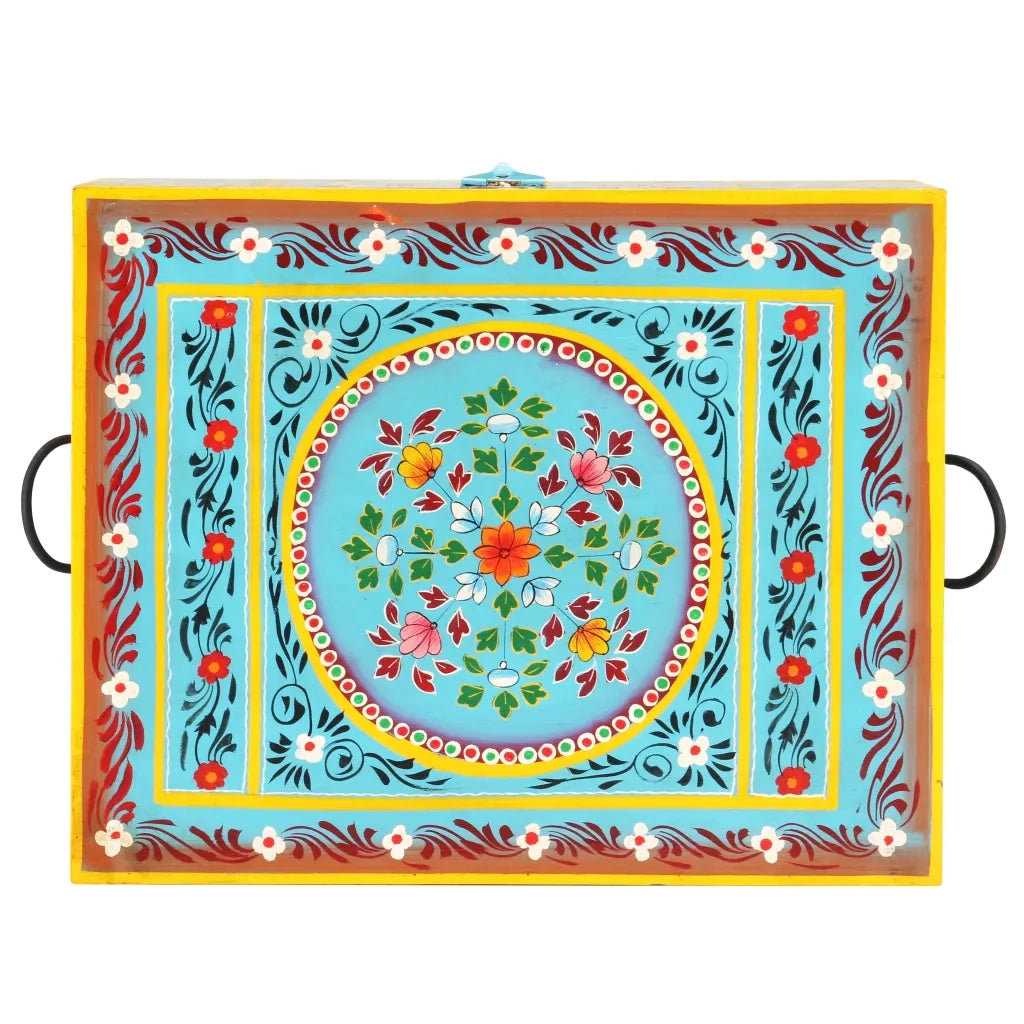Baule Dipinto a Mano 50x40x40 cm in Legno Massello di Mango cod mxl 60019