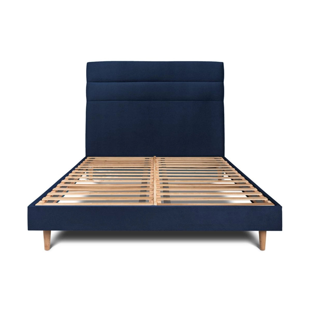 Letto 140x200 cm con testiera in linea - Tessuto velluto