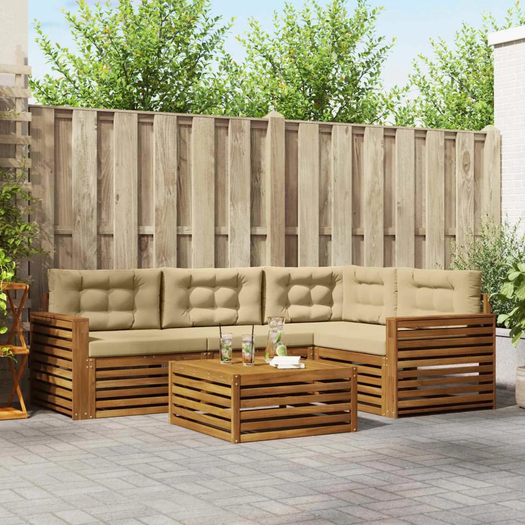 Set di divani da esterno con cuscino 5 pcs Naturale e Beige
