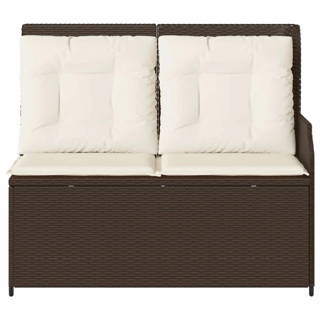 Panchina da Giardino | Panca da Giardino con cuscino Nero e Bianco Crema polyrattan