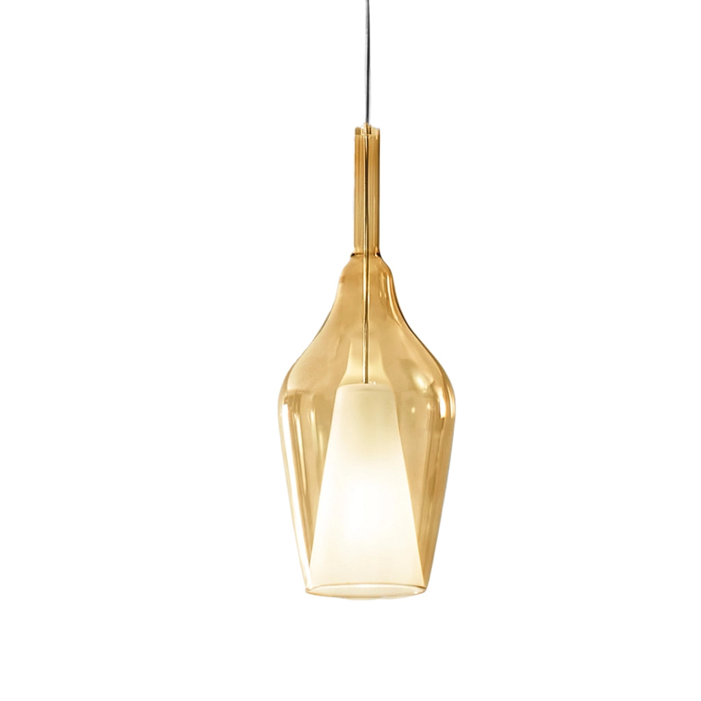 Lampada a sospensione OFELIA S/12 - Vetro borosilicato Ambra Trasparente, portalampade E27, cavo 3 metri, IP20, Classe I - Gealuce