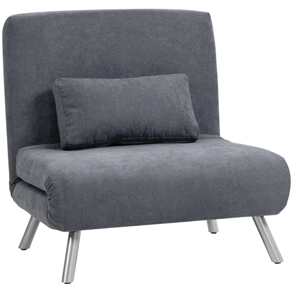 Poltrona letto 1 posto con schienale regolabile e cuscino ¨C Zephmum ¨C Grigio scuro