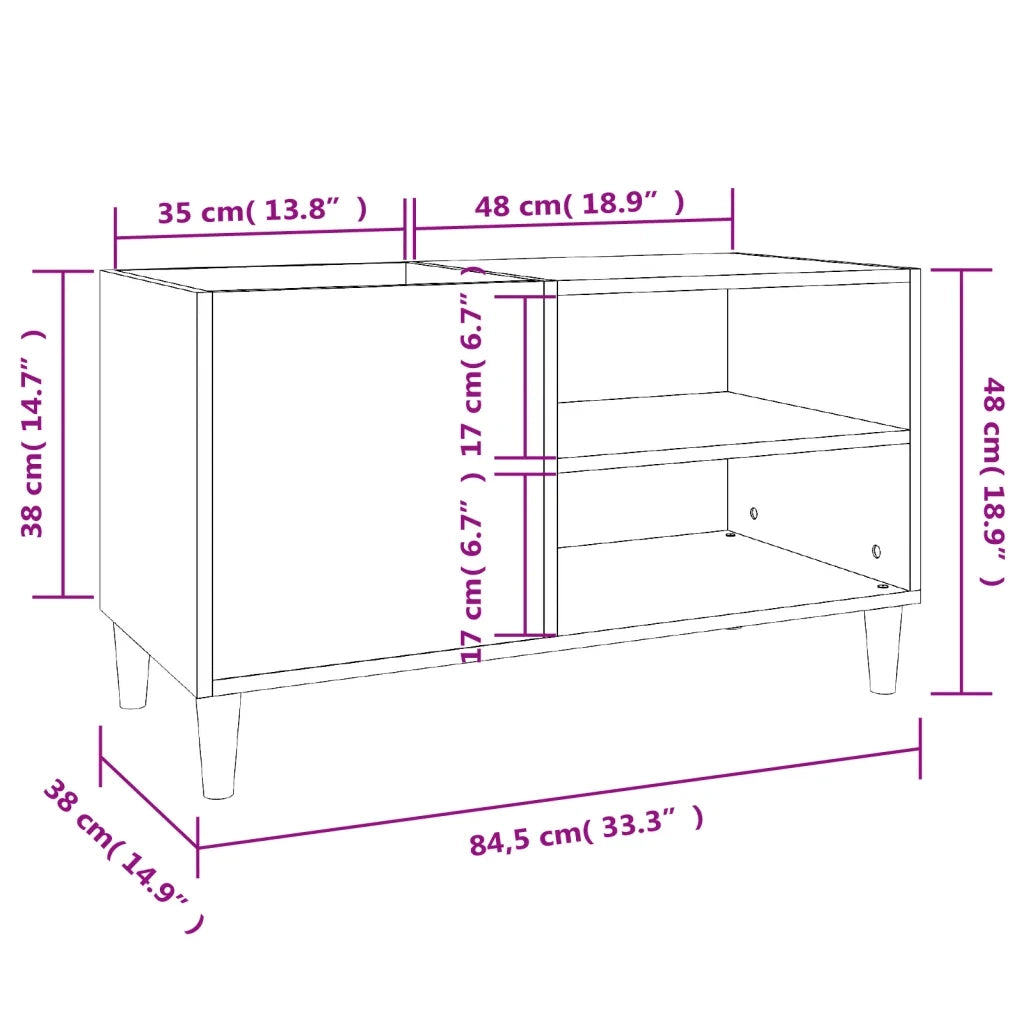 Mobiletto portadischi classico e pratico dimensioni interne 84,5 x 38 x 48 cm in legno composito nero codice 02_0049196