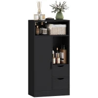 Armadietto da Bagno con 2 Cassetti Compartimento Aperto e Ripiani Regolabili per Spazio Piccolo 50x25x100 cm Bianco