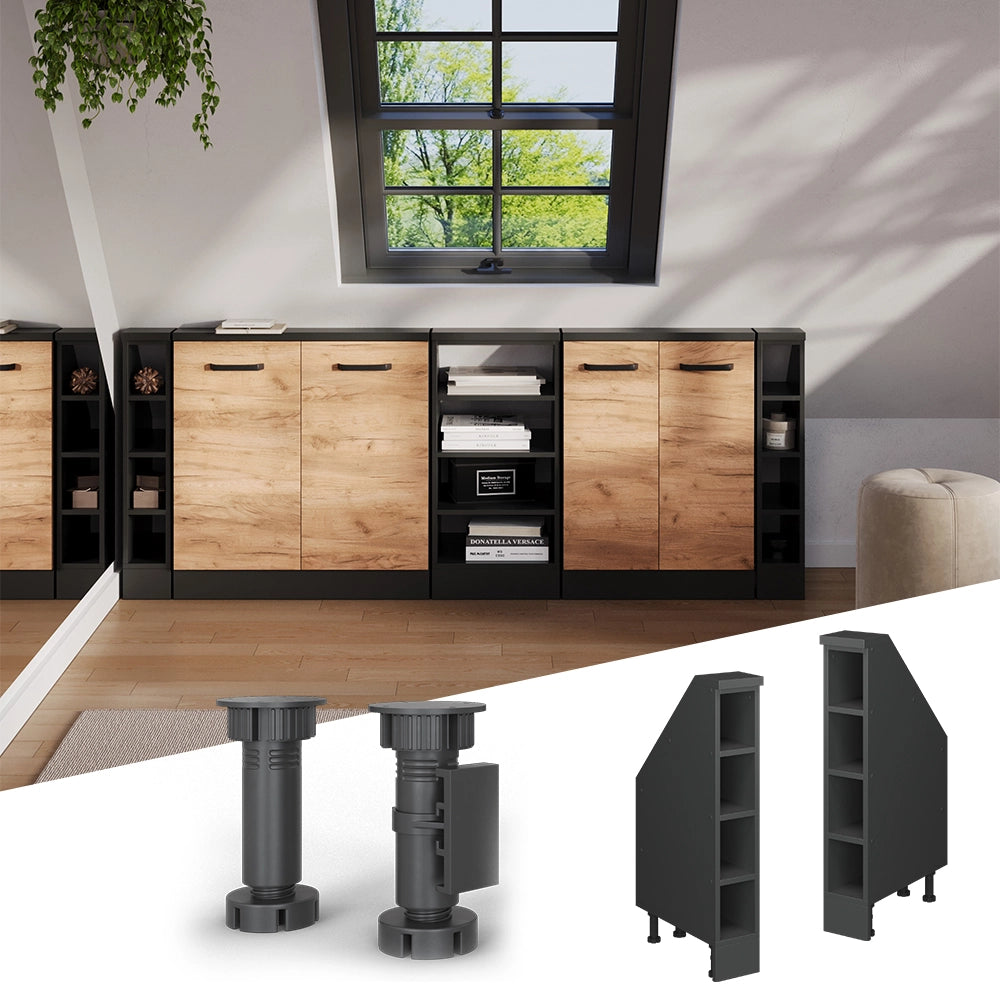 Mobile cucina sottotetto R-Line Antracite 15 cm con 4 scomparti Vicco
