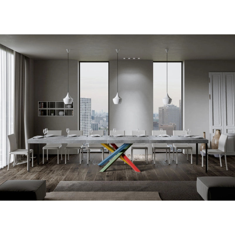 Tavolo allungabile 160/420x90 cm Volantis Premium telaio Multicolore 4/B - Cemento