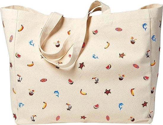 Borsa a tracolla per donne e uomini, bordata, tela di cotone naturale, 50 x 20 x 40 cm (l x b x h), tela di cotone naturale, Senza cinturino per spalla, Modello 01