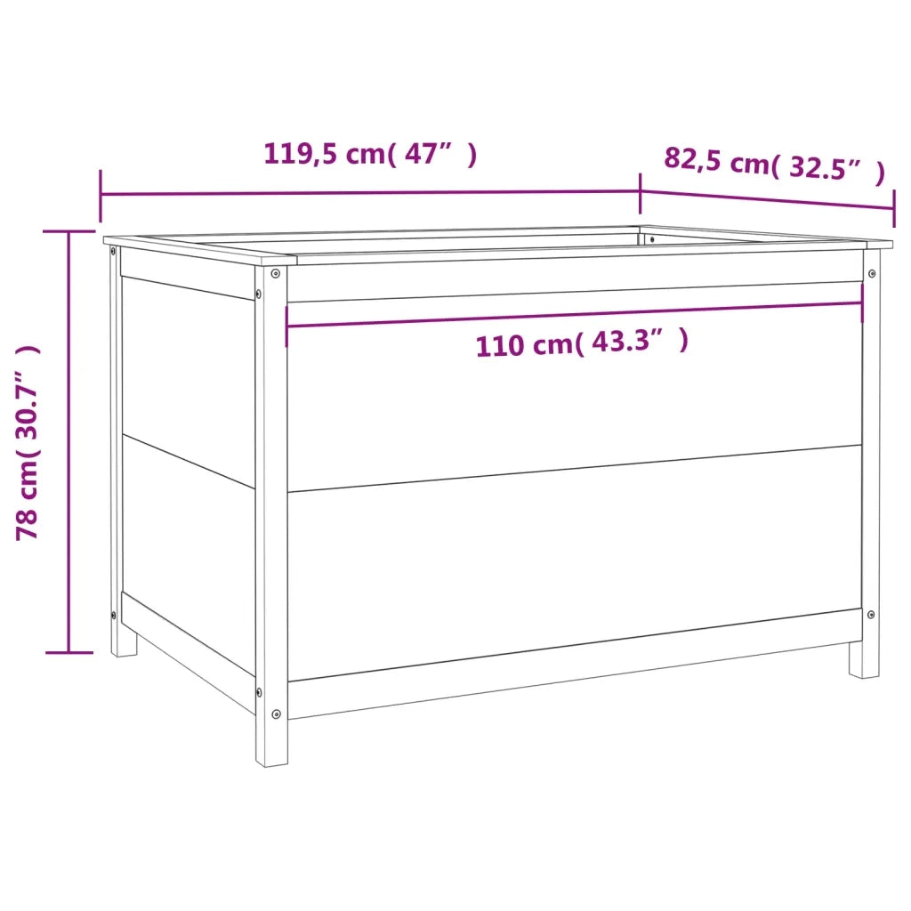 Fioriera Rialzata Giardino Nera 119,5x82,5x78 cm Massello Pino 825314