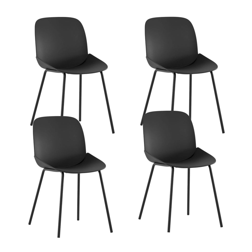 Set 4 Sedie Eva 46x55x79 cm in Polipropilene Nero