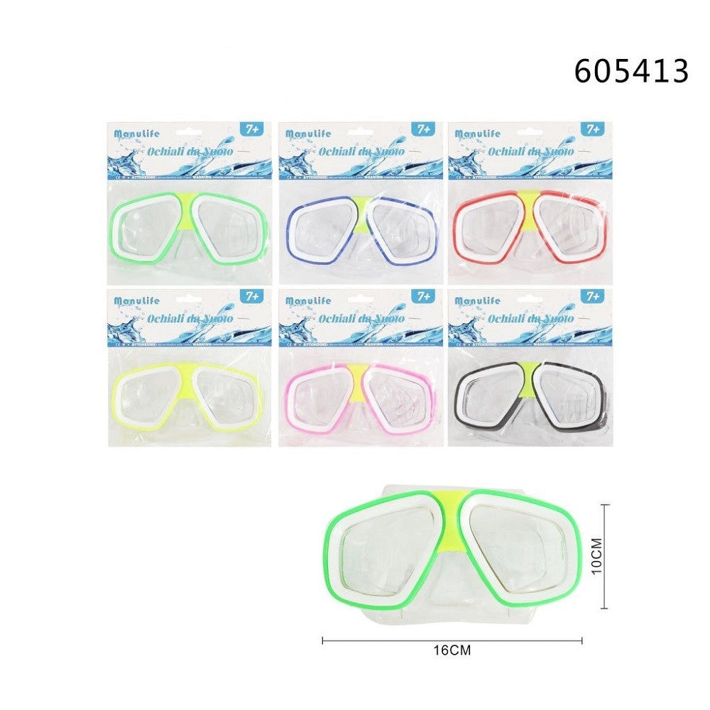 Trade Shop - Maschera Nuoto Piscina Mare Estate Sport Immersioni 16x10 Cm Vari Colori 605413 -