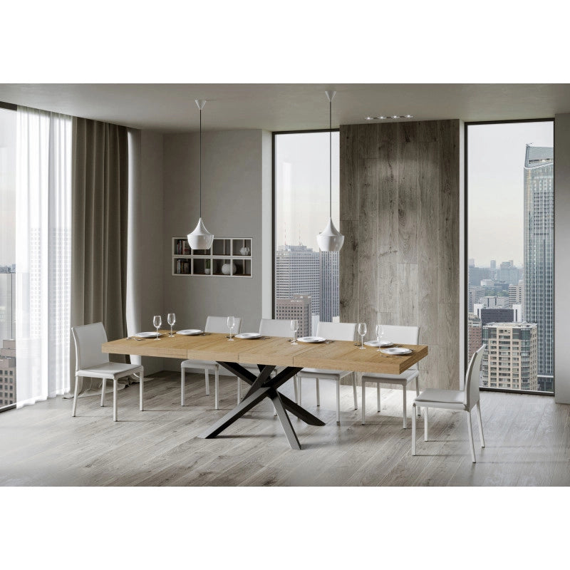 Tavolo allungabile 160/420x90 cm Volantis Premium telaio Antracite - Quercia Natura