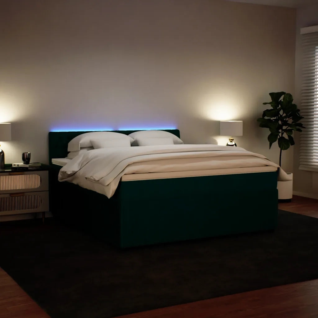 Giroletto a Molle con Materasso Verde Scuro 180x200 cm Velluto