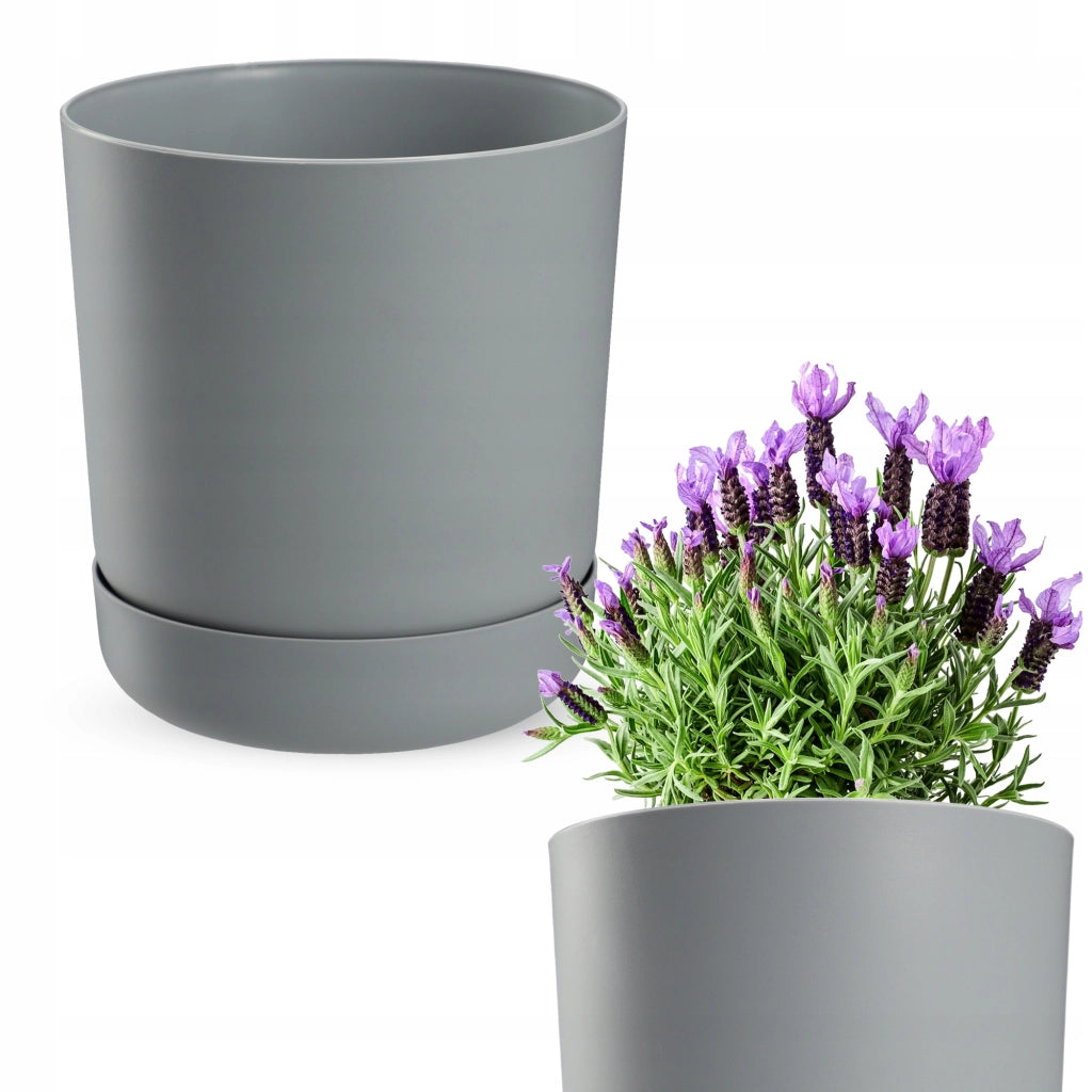 Vaso da fiori KADAX con supporto, coperchio, ciotola rotonda, 20 cm, grigio opaco