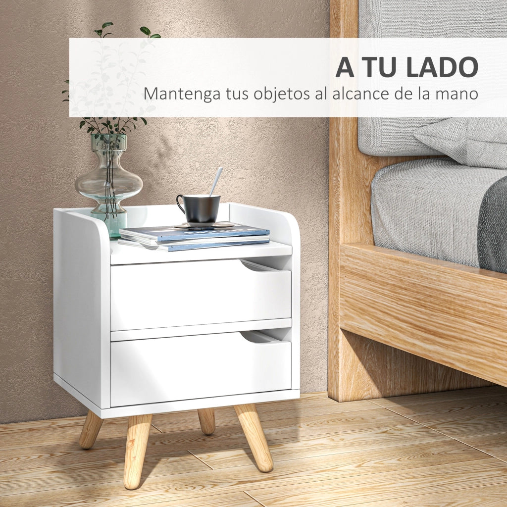Comodino con 2 cassetti ¨C Minimal ¨C 33x28x42 cm bianco