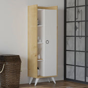 Sellia, Armadio Multiuso 1 Anta 8 Ripiani, 50x140h cm Marrone Rovere