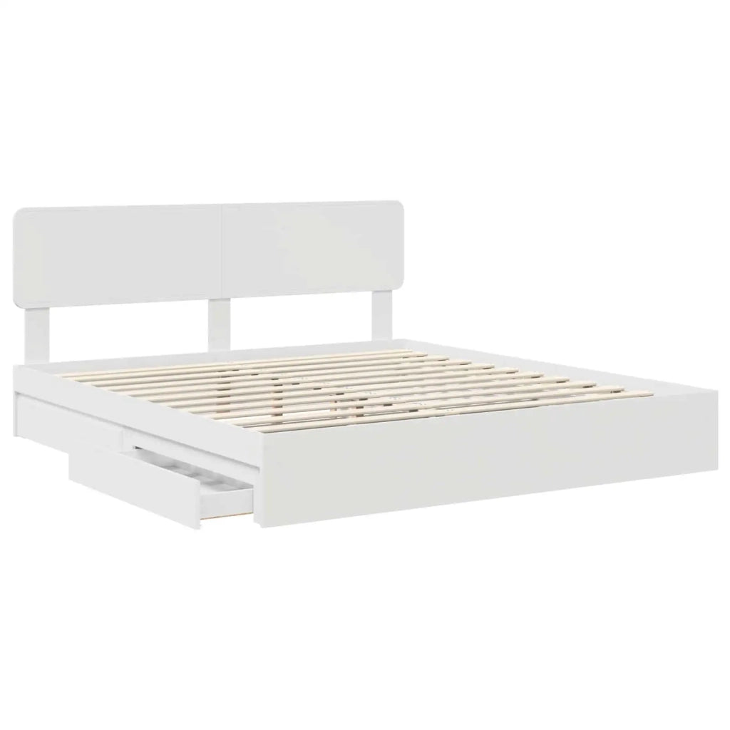 Letto con Contenitore Bianco 180 x 200 cm Legno multistrato 3412248